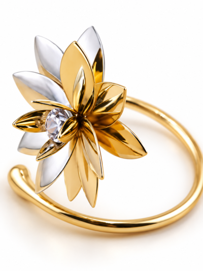 Golden Heart-Lock Dual-Tone Bracelet
